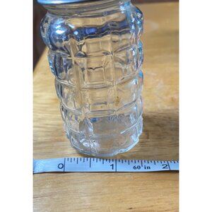 Vtg Hazel Atlas Waffle Pattern Clear Glass Salt Shaker With Aluminum Lid 3" Tall
